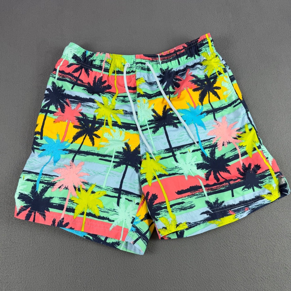 George Mens Tropical Palm Tree Swim Trunks Multi-Color Size M 32-34